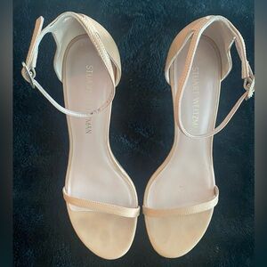 Stuart Weitzman Bambina Nude Ankle Strap Heels